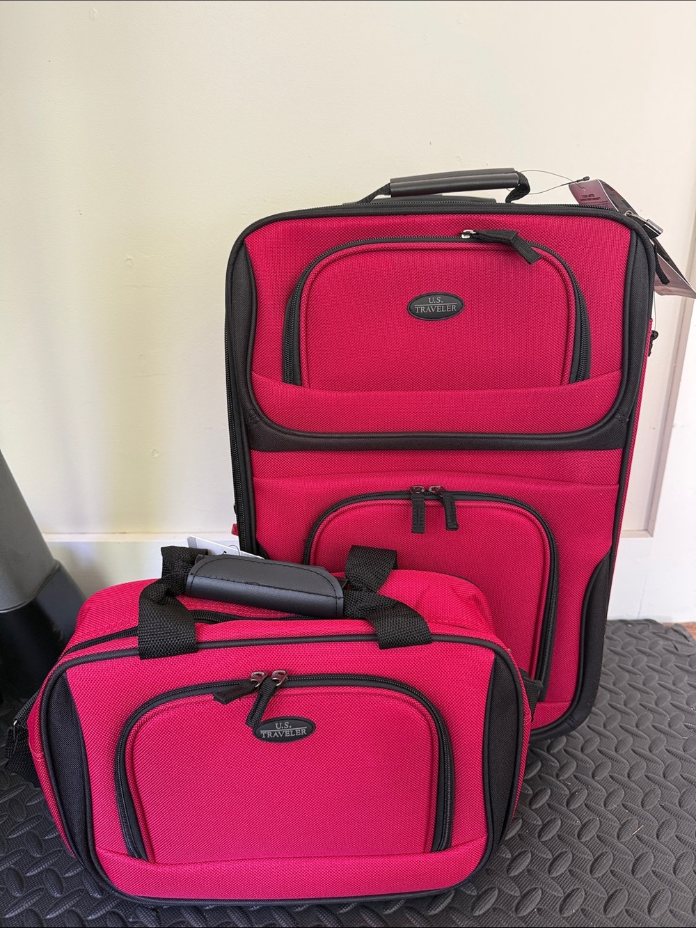 Red 2-Piece Luggage Set - Carry-On and Travel Tote